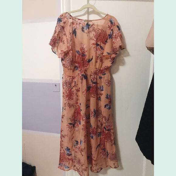 Derek Heart Pink Floral Chiffon High Low Duster - Picture 8 of 9